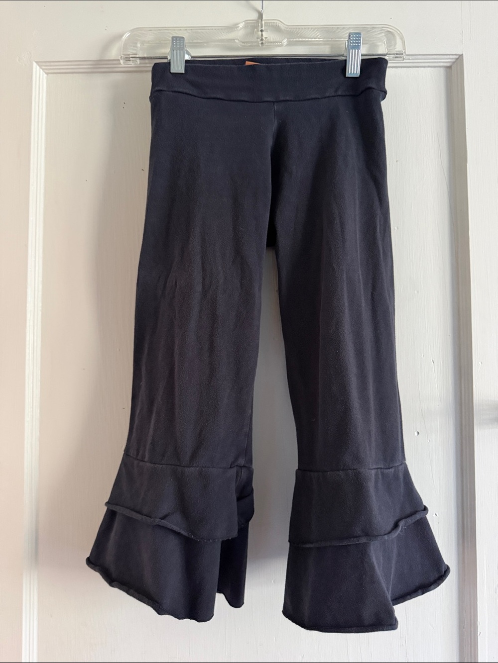 Xylem Black Ruffle Hem Knit Pants XS
